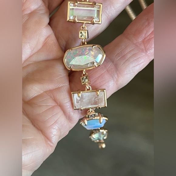 KENDRA SCOTT Lariat Y Necklace in Rose Gold tone with crystals and drusy stones - Picture 3 of 3